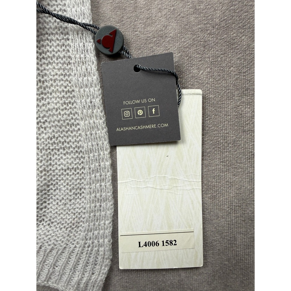 NWT Alashan Cashmere Scarf 100% Cashmere Light Gray Heather Knit Wrap Classic - Picture 11 of 14